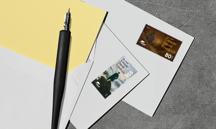 Das Bild zeigt die zwei Sonderbriefmarken anlässlich des Geburtstages von Caspar David Friedrich.