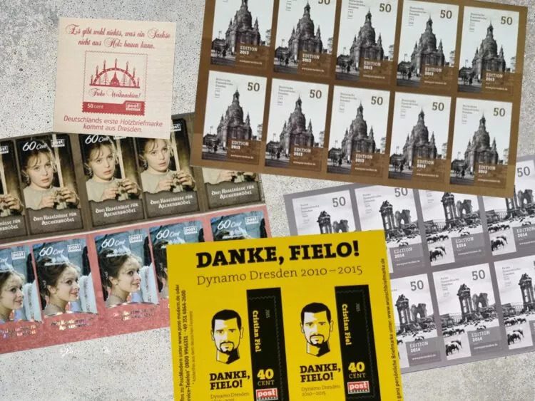 Das Bild zeigt eine Übersicht von Briefmarken aus den letzten 25 Jahren.